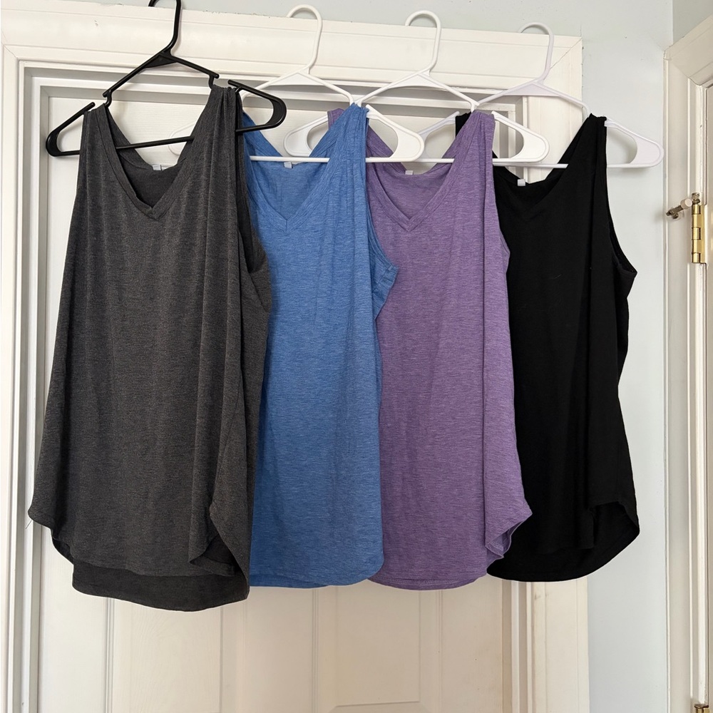 Women's Sleeveless V-Neck Tops - Black, Gray, Blue, Purple